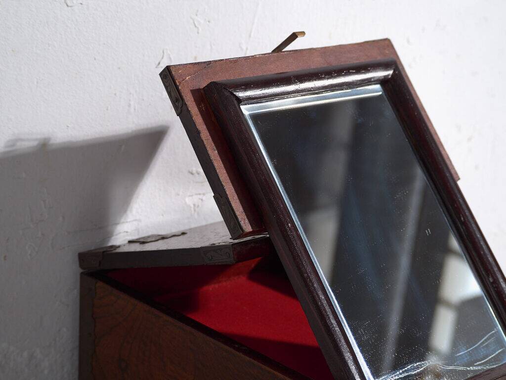 Ancient Japanese keyaki wooden kyōdai-bako with mirror, Meiji/Taishō period (circa 1890-1925) #27