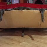 Antique Louis XV style red velvet settee