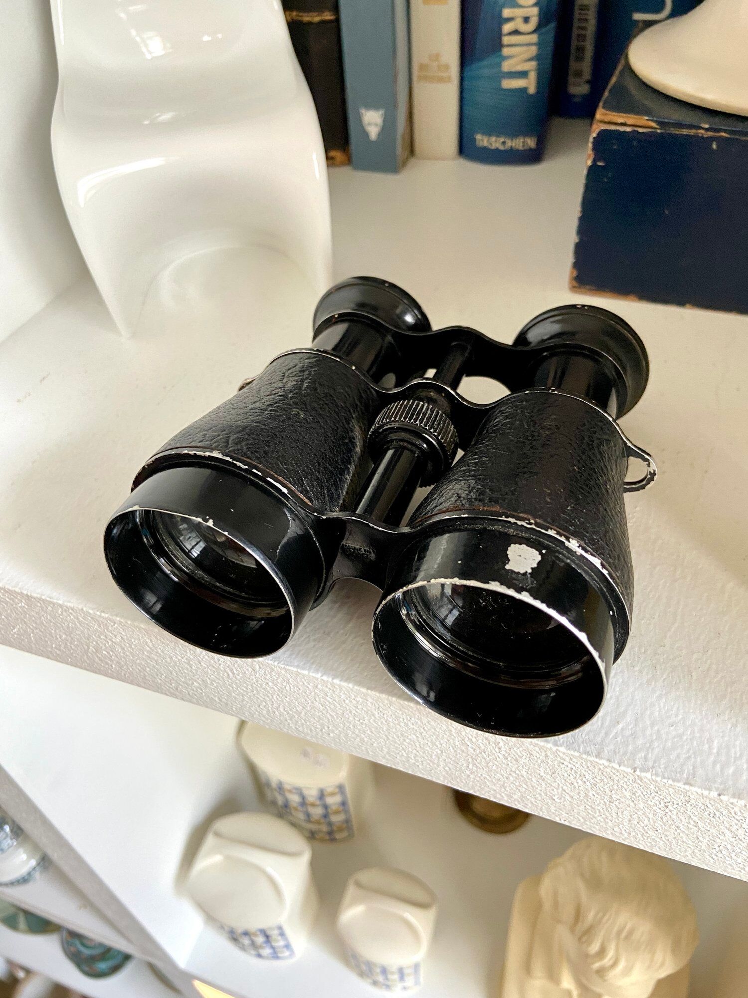 Black metal binoculars