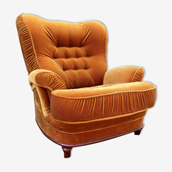 Fauteuil en velours vintage