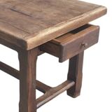 Solid oak farmhouse table with one drawer