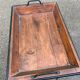 Vintage dessert table in wrought iron and solid wood with double top.