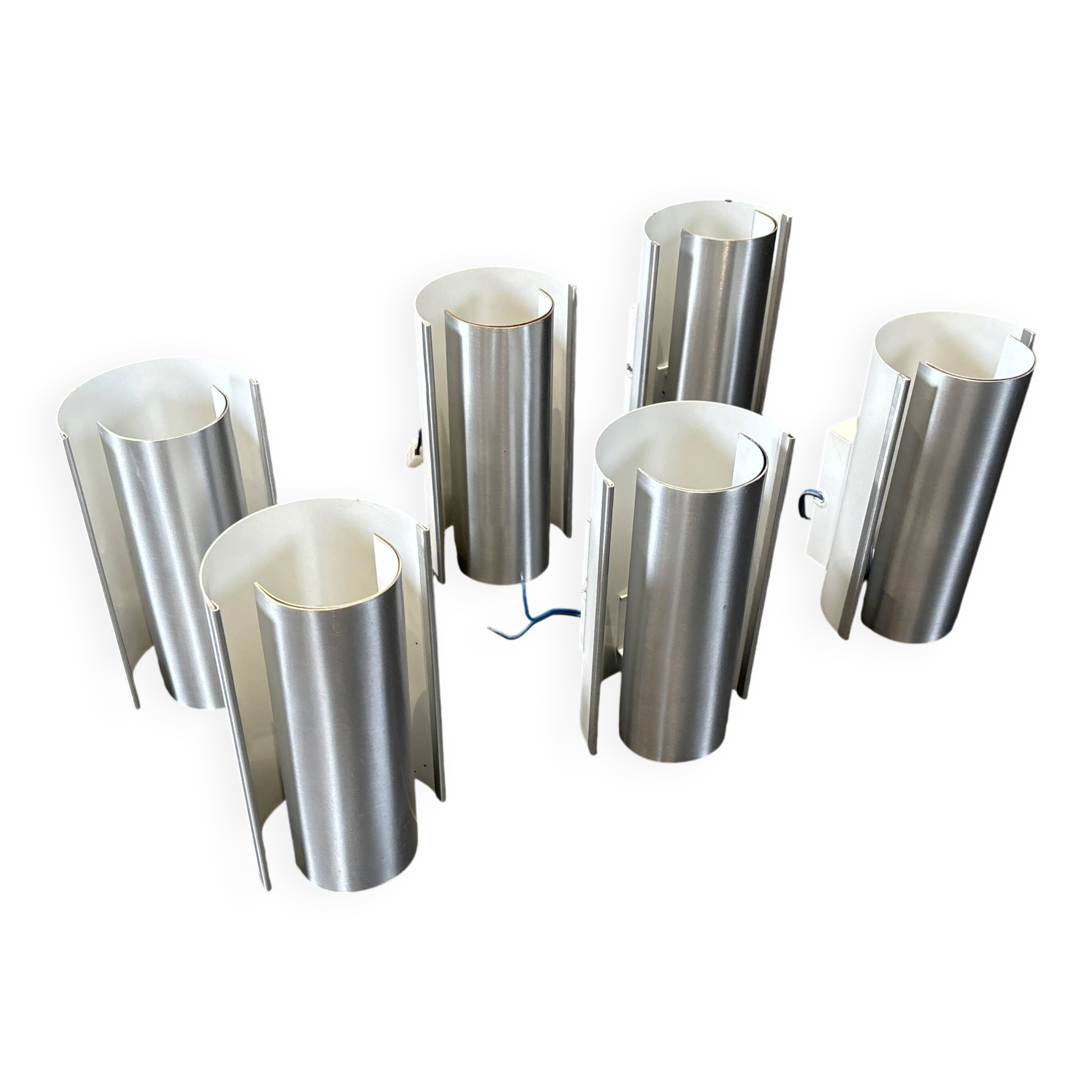 Philips metal and aluminium wall lights from the 1970s/1980s. Superb set of 6.