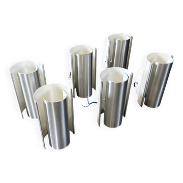 Philips metal and aluminium wall lights from the 1970s/1980s. Superb set of 6.