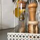 White perforated metal table basket
