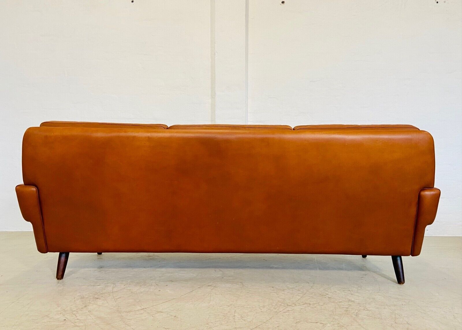 Vintage Danish retro Svend Skipper 3 person sofa in cognac leather