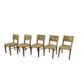 Set of 6 woven rope chairs by Adrien Audoux & Frida Minet for Vibo Versoul 1940's