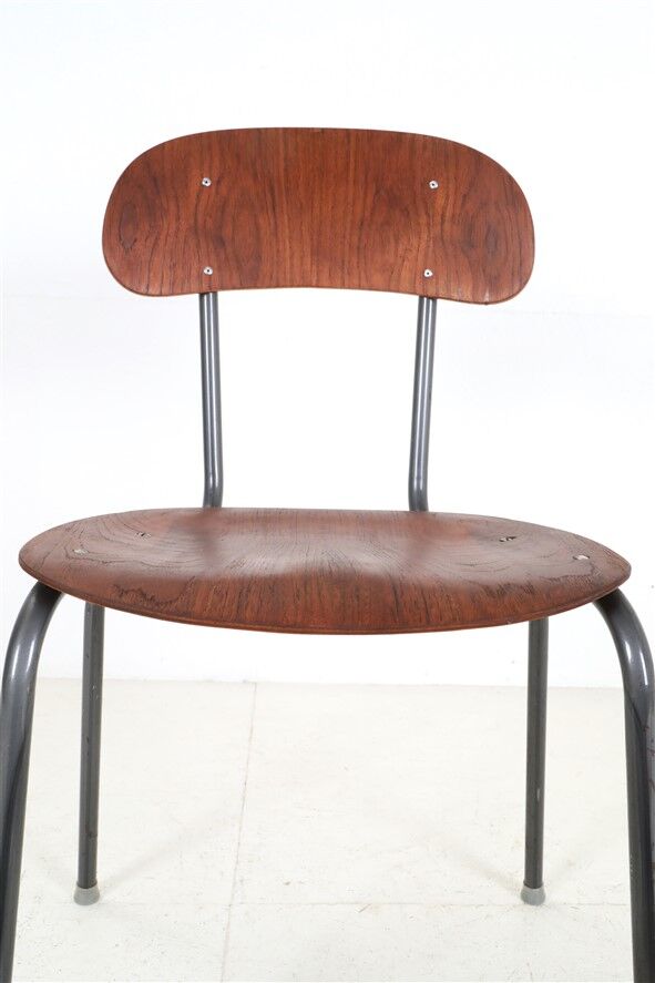 High-quality restored mid-century teak / tubular steel chair / Danish industrial design / 1960s / 1970s