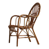 Italian Cane Garden Armchair, 1970s