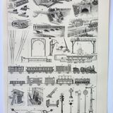 Old engraving 1898, Railway, train, rail • Lithograph, Original plate