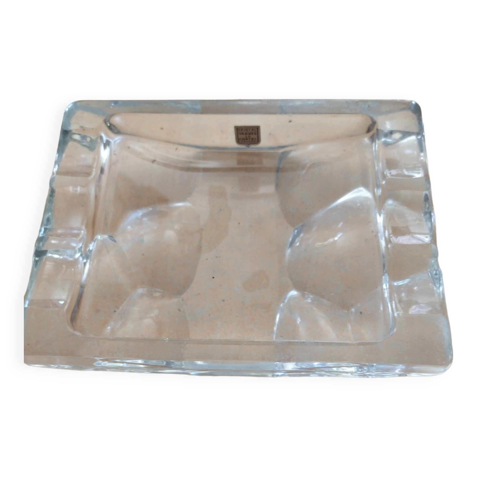 Vintage restangular crystal ashtray Vannes Le Chatel