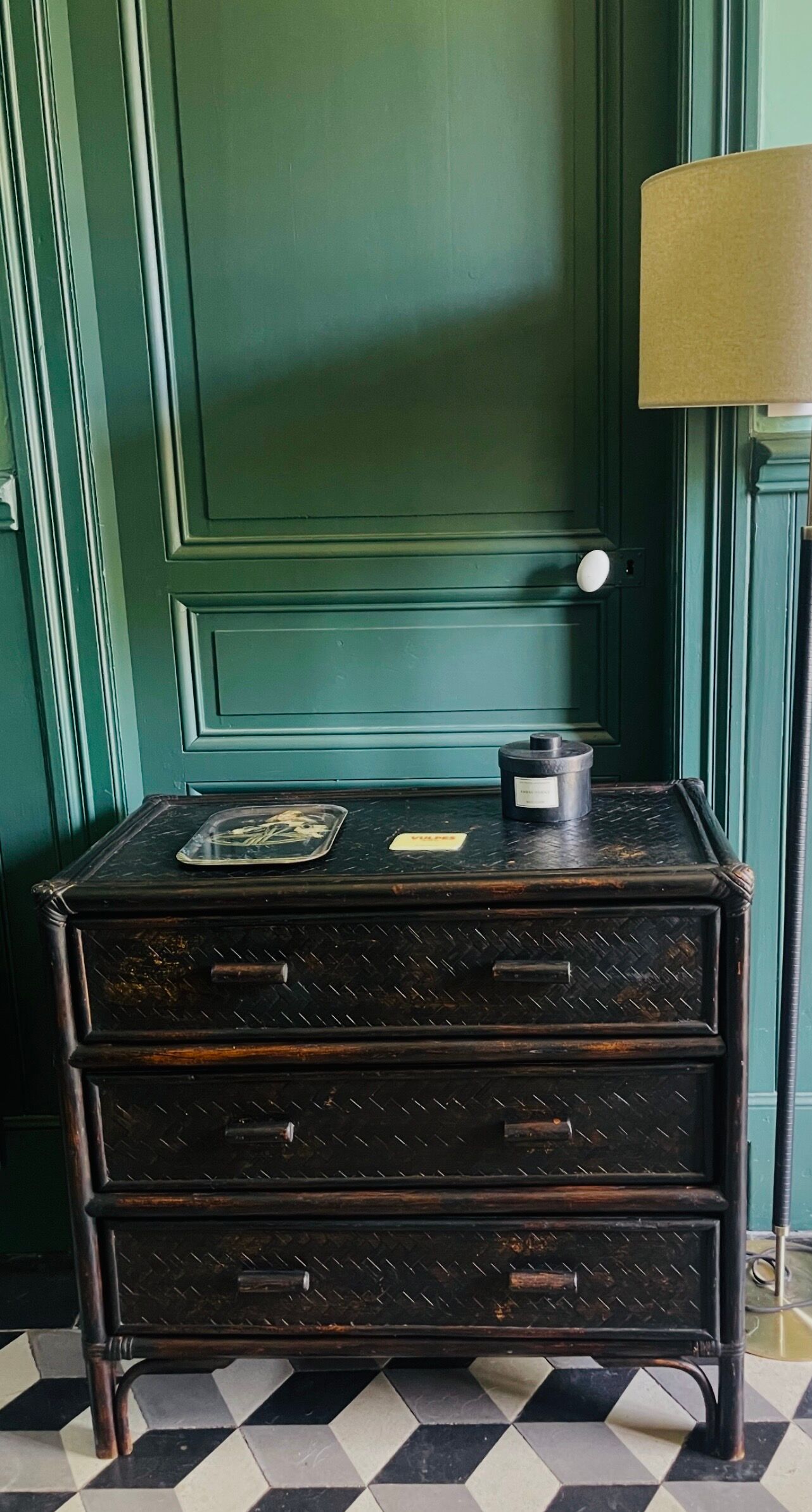 Vintage rattan chest of drawers