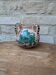 Old vase or pot with handles turquoise pattern Akteja