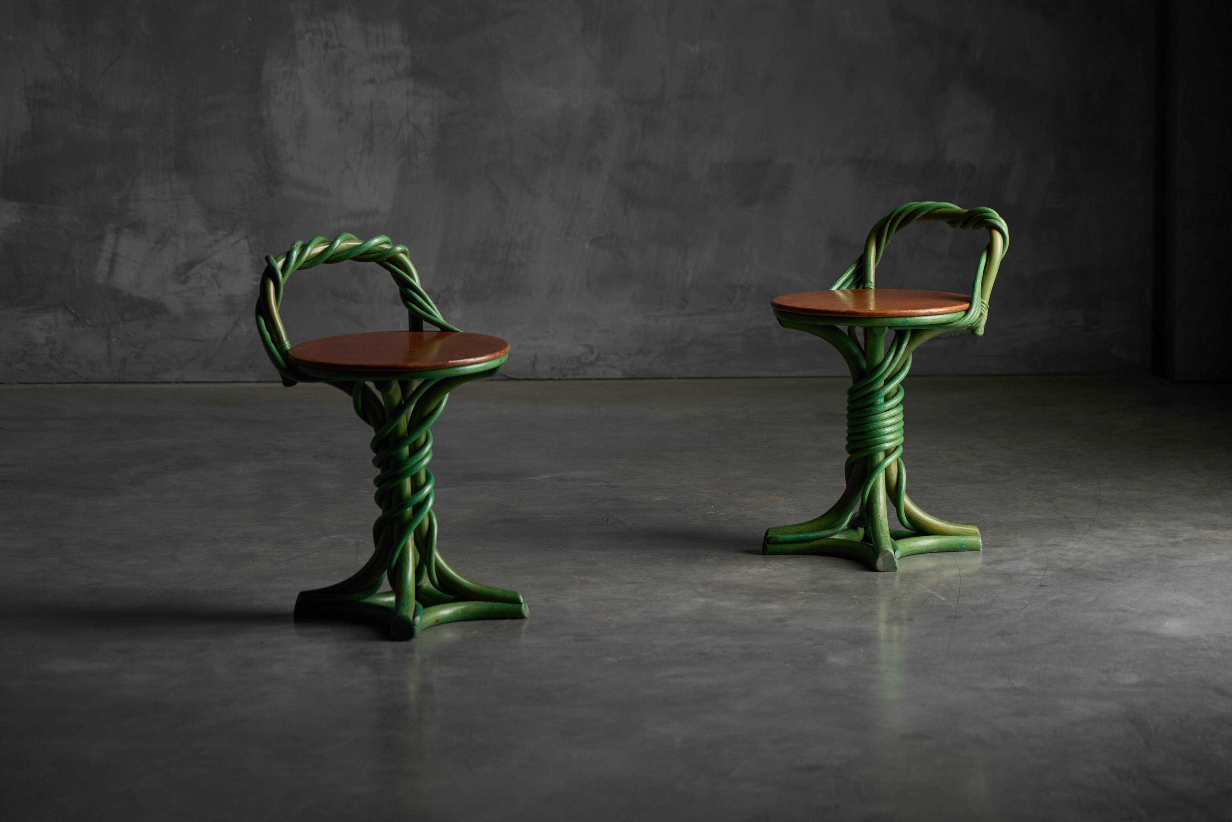 Whimsical Vine Twist Stools, France, Late 20th Century