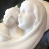 Virgin and Child bas relief in alabaster on black marble Inactive Photos