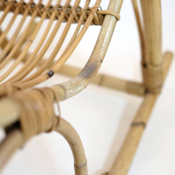Rohe Noordwolde, rocking chair en rotin des années 60-70.