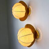 Pair of cocoon sconces with pine, Italy, 1970