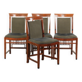 Set of 4 Art Deco design dining chairs with luxurious fabric upholstery