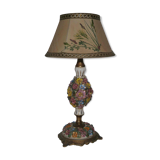 Lamp or night light bronze and ceramic glazed flowers
