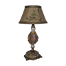 Lampe ou veilleuse bronze et céramique fleurs émaillées