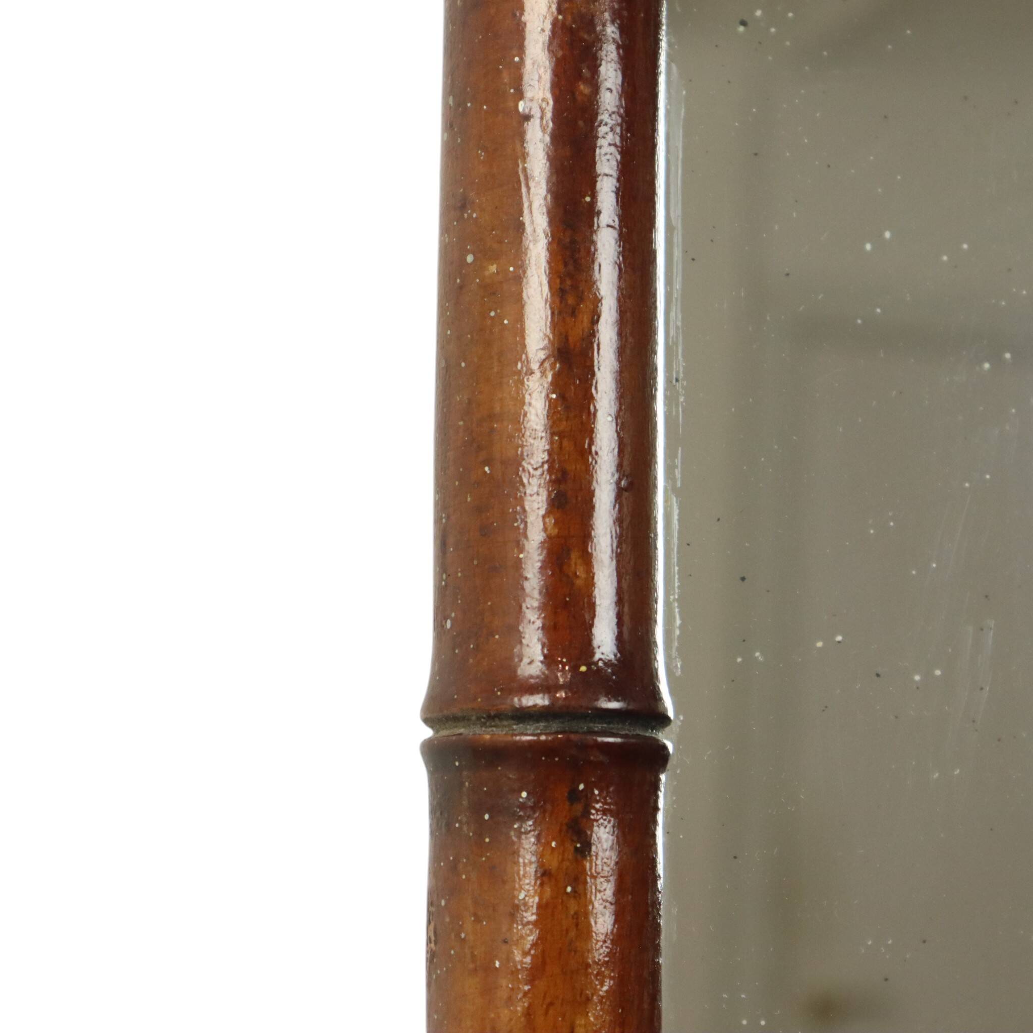 Antique Wooden Faux Bamboo Chinoiserie Mirror 63x52cm