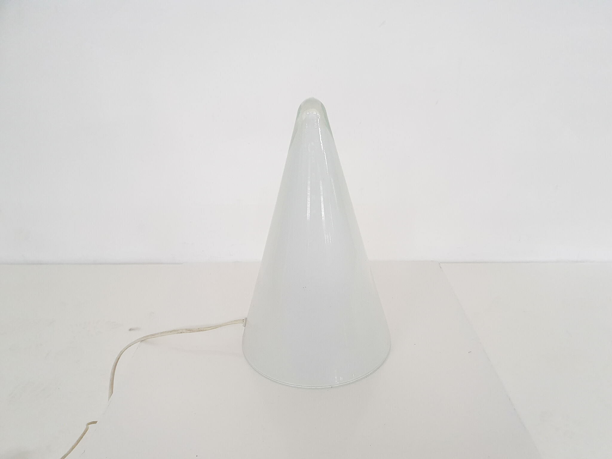 Milk glass pyramid table lamp "Teepee" by SCE France