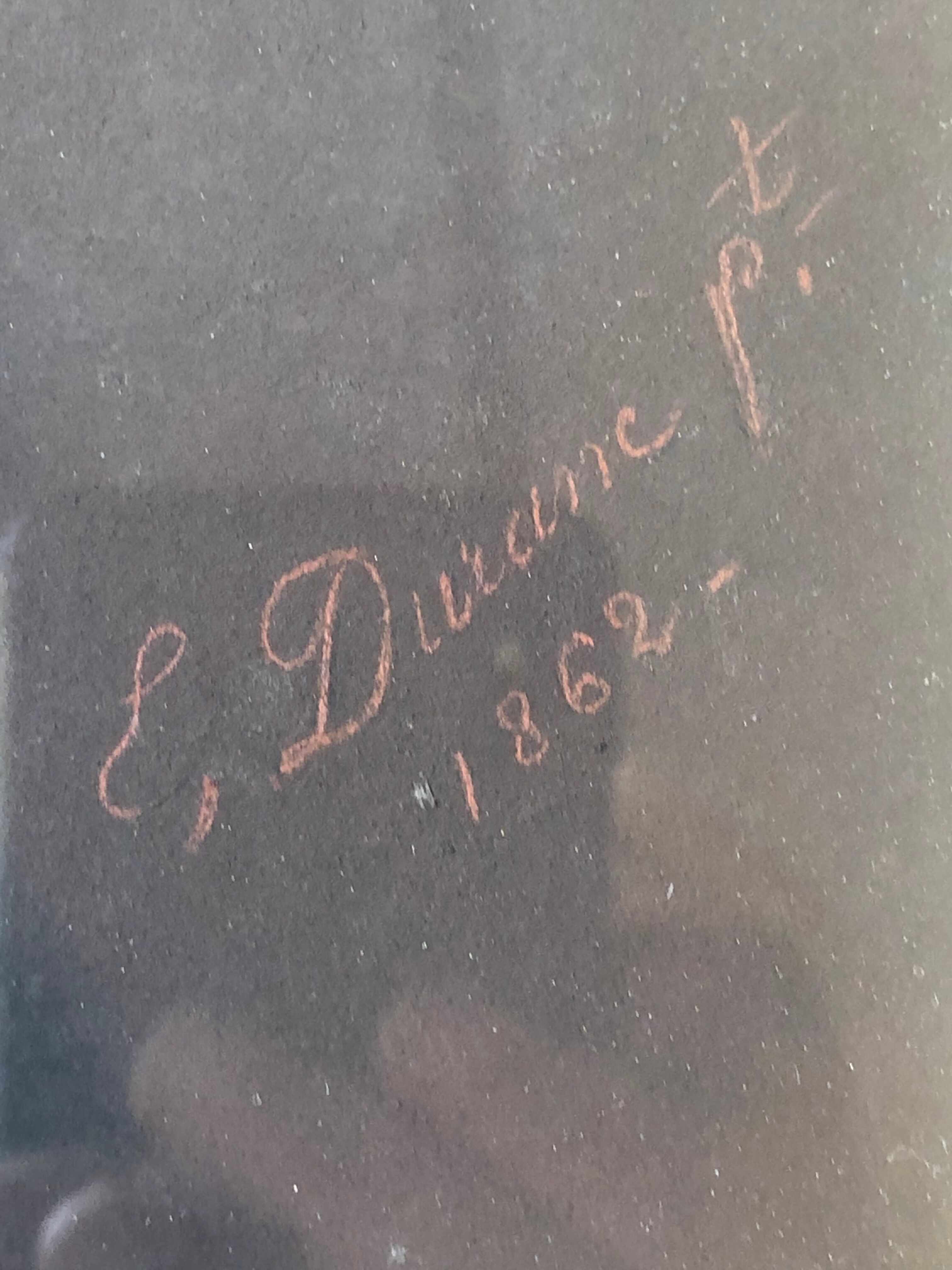 Pastel on paper "Man with favorites" signed, framed under glass 1862