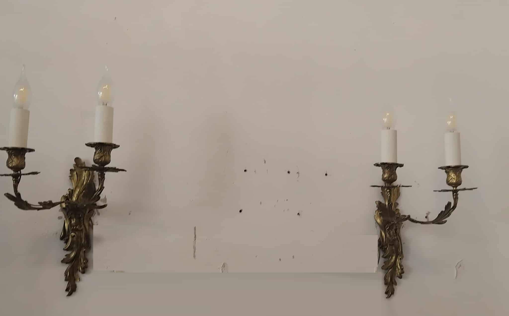 Pair of Louis XV style two-armed wall lights