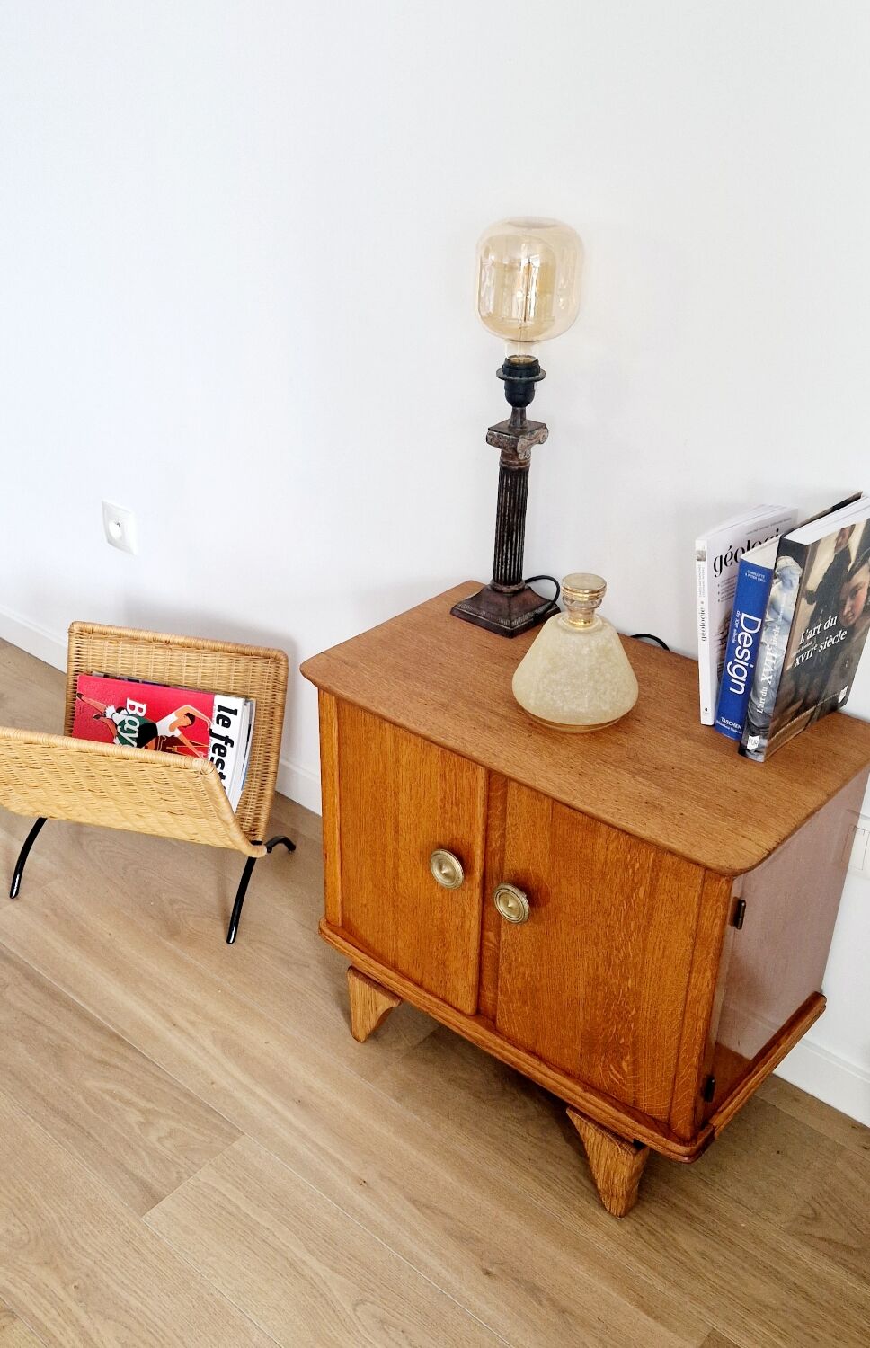 Low sideboard 2 doors art deco oak