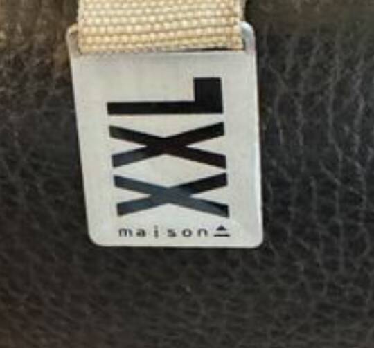 Black leather sofa, designer sofa