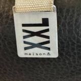 Black leather sofa, designer sofa