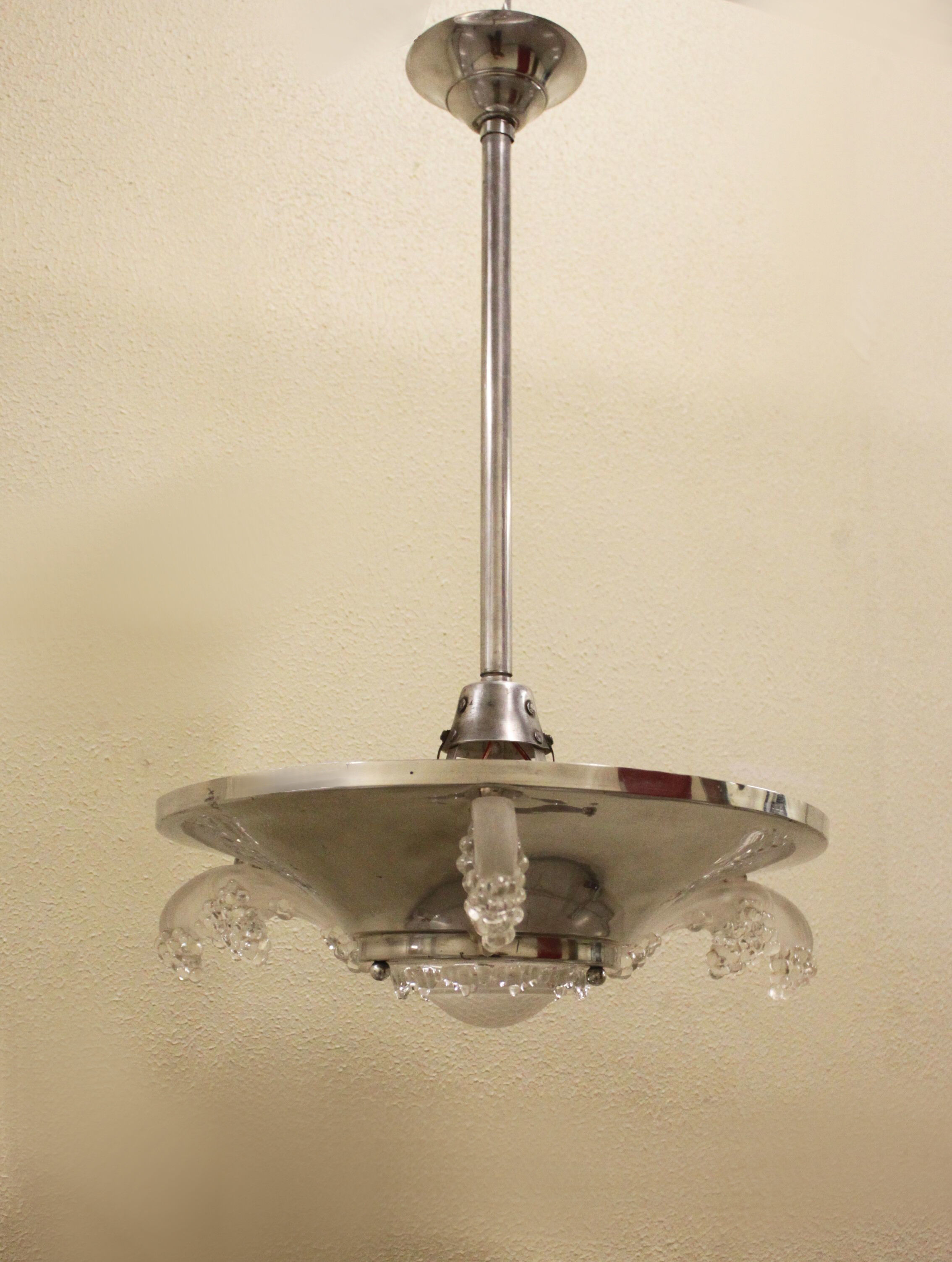 Art Deco pendant lamp by Ezan France, 2 lights 1920