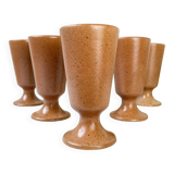 6 Vintage Mazagrans in speckled stoneware Sarreguemines France from the 1950s