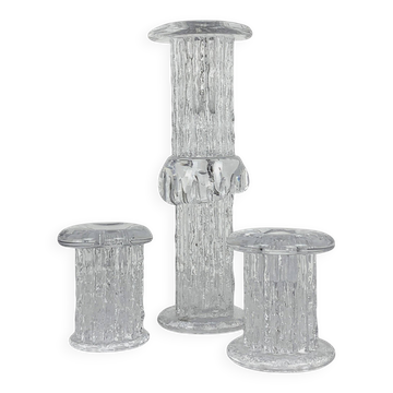 Bougeoirs en verre par Göran Wärff pour Kosta Boda, Suède, années 1970