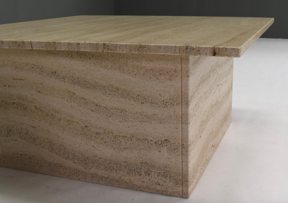 Square travertine coffee table, Italy 1970