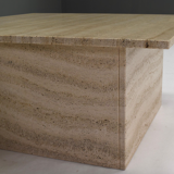 Square travertine coffee table, Italy 1970