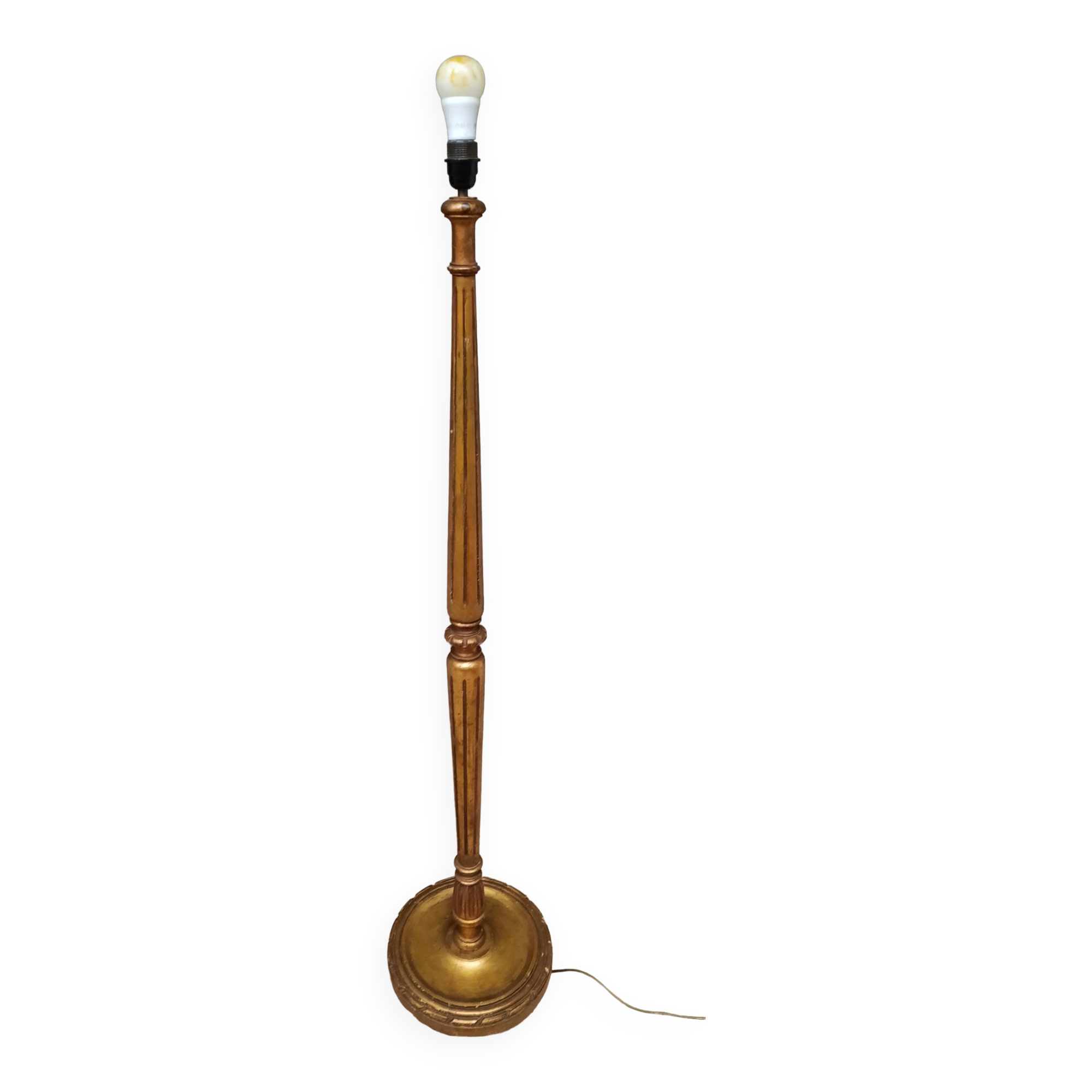 Golden wood floor lamp