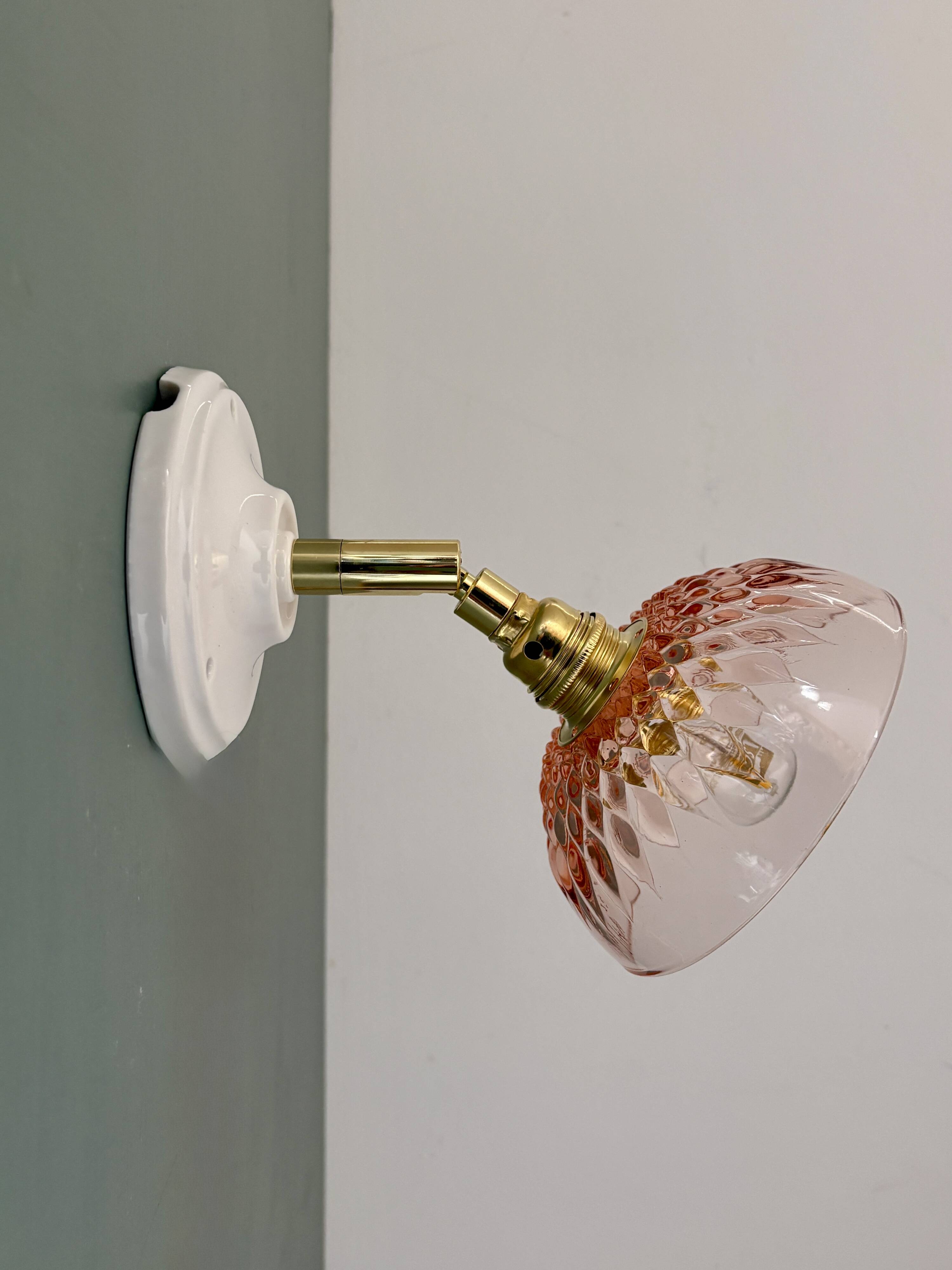 Vintage pink glass lampshade - tableware collection