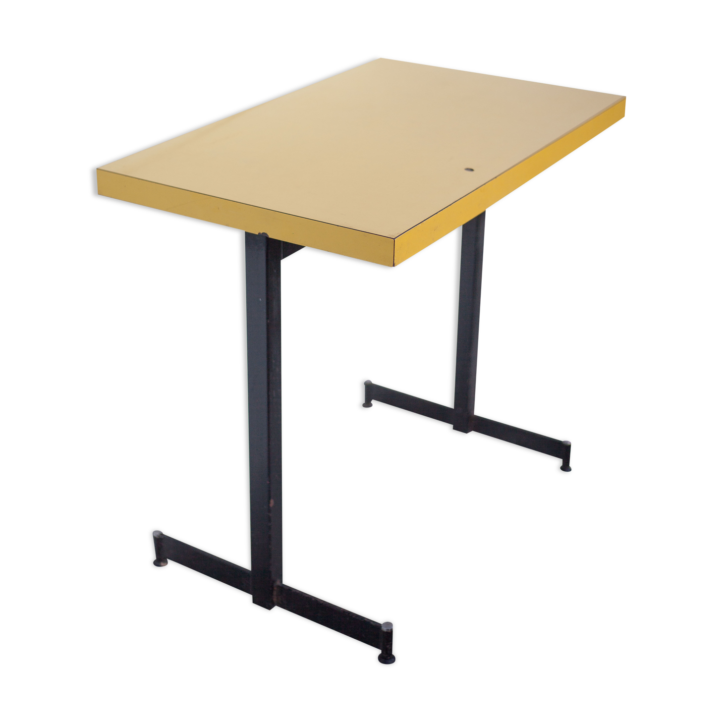 Table de bistrot en fer et formica jaune