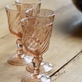 4 verres à liqueur vintage Luminarc Rosaline années 1970