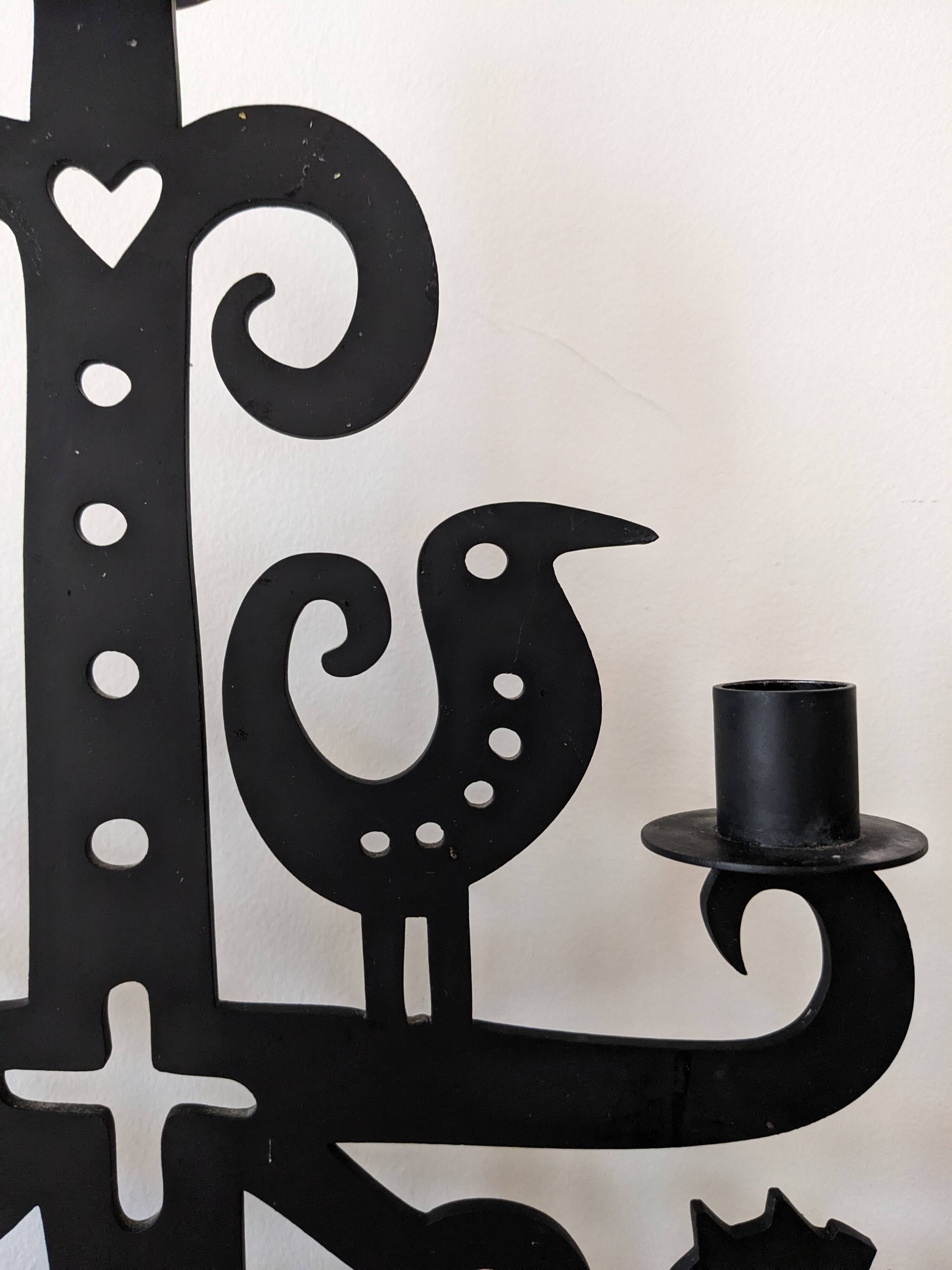 Wrought iron candlestick - height 53 cm