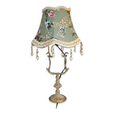 Lampe ancienne en laiton doré avec abat-jour - France vintage