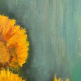 Oil on canvas by o tremoureux tournesols XXeme still life