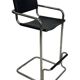 Tabouret de bar vintage en cuir noir et chrome, Italie