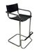 Vintage Black Leather & Chrome Italian Modern Barstool