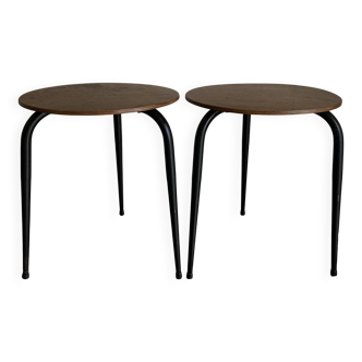 Pair of mid-century modernist plywood bedside stools, 1960s
