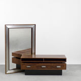 Coiffeuse scandinave moderne en palissandre avec miroir oblong, années 1970