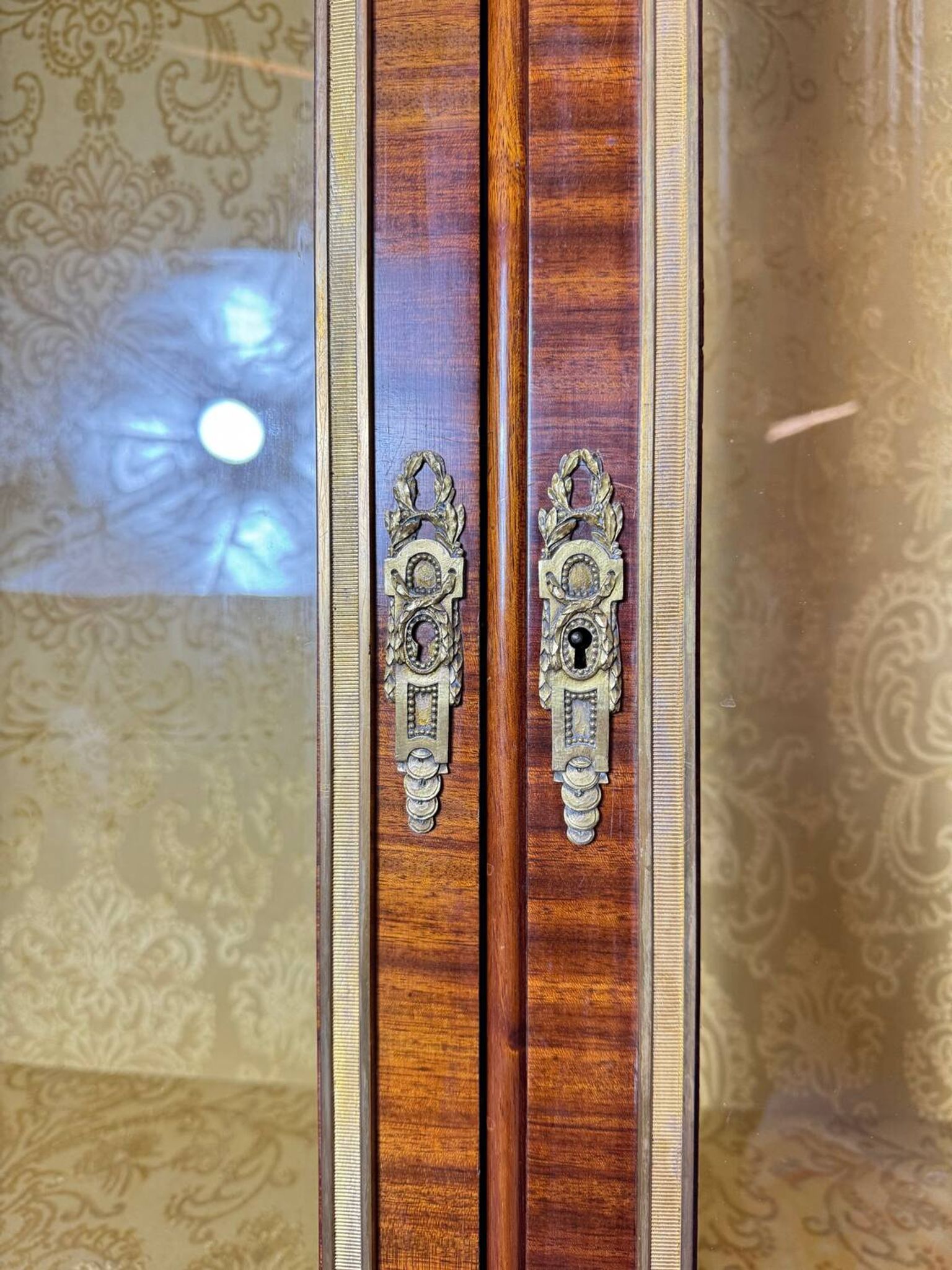 Pair of Louis XVI Style Marquetry Display Cabinets, 19th Century