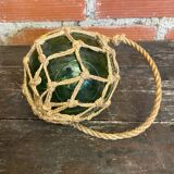 Old Fishing Floater Marine Glass + Vintage Net Rope