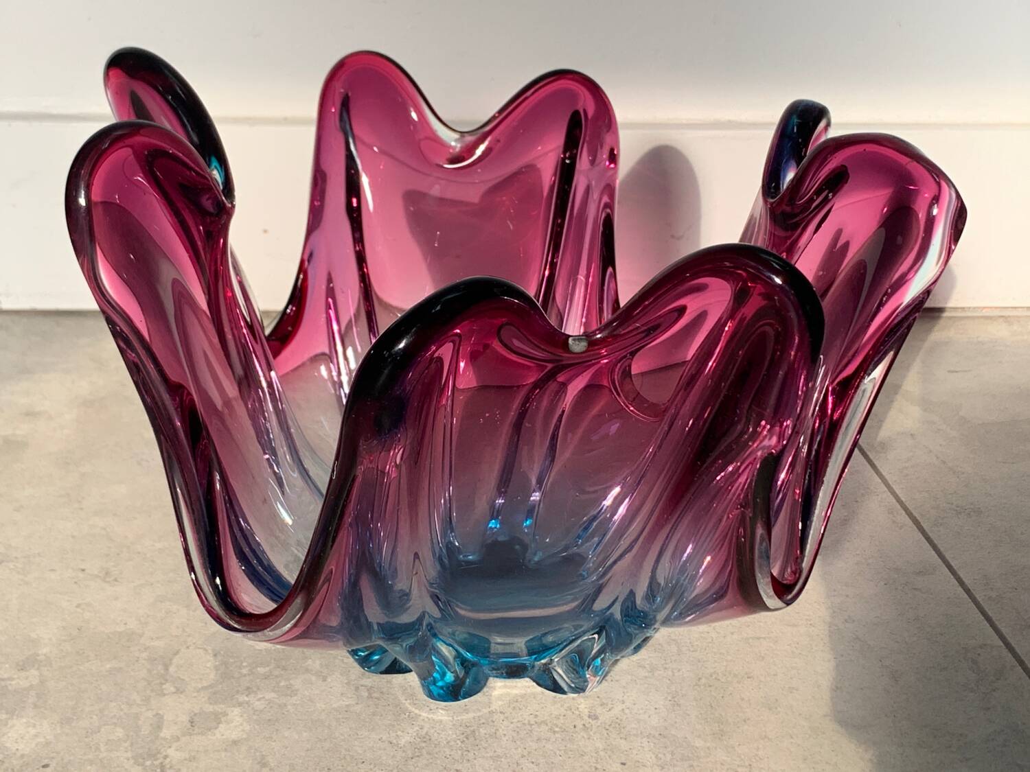 Murano pink and blue splash bowl